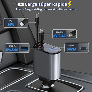 Cargador Retráctil para coches  4 en 1