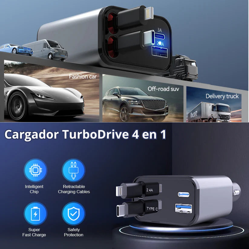 Cargador Retráctil para coches  4 en 1