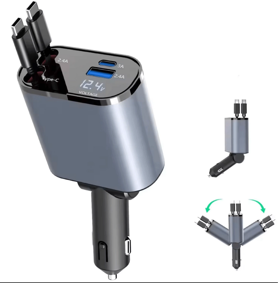 Cargador Retráctil para coches  4 en 1